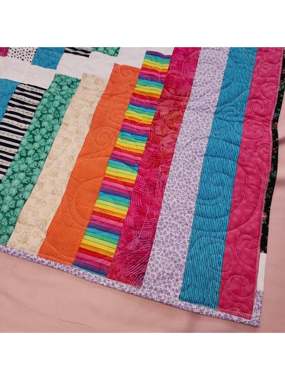 NEW Colorful Striped Handmade Quilt 48 x 39 inches